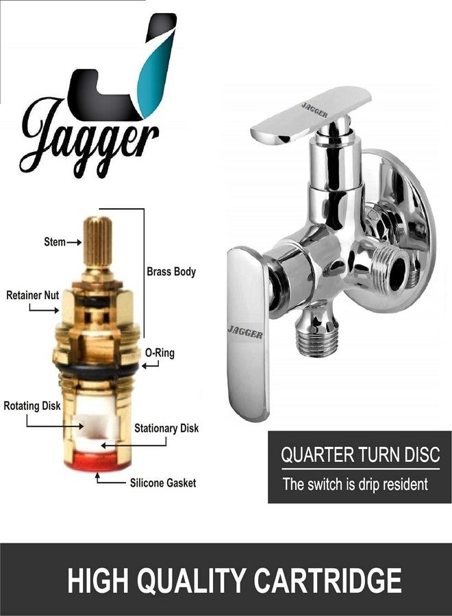 JAGGER JAG126 صنبور زاوية ثنائي الاتجاه مصنوع بالكامل من النحاس / صمام زاوية 2 في 1 للحمام / المرحاض / المنزل، ربع دورة 1/2 بوصة مع شريط تفلون وشفة جدارية (BAT) - Image 4